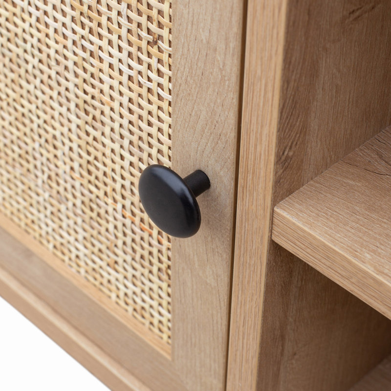 Beachcrest Home Presley Rattan Storage Media Console for TVs up to 59